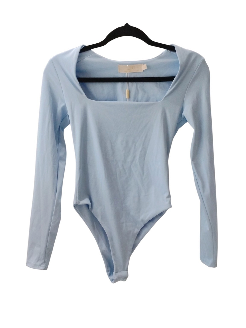 LZ Lizette Collection Light Blue Long Sleeve Square Neck Bodysuit SZ M NWT